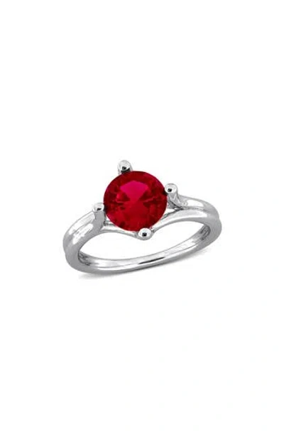 Delmar Created Ruby Solitaire Ring In Red