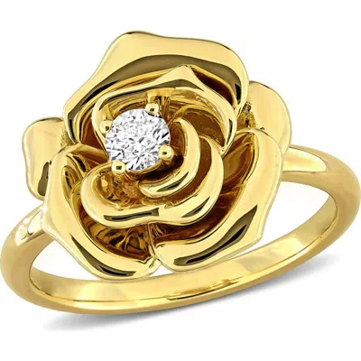 Delmar Created White Sapphire Rose Ring In Gold