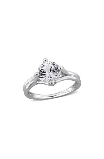Delmar Created White Sapphire Solitaire Ring In Silver
