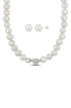 Delmar Cubic Zirconia & Cultured Pearl Necklace & Stud Earrings Set