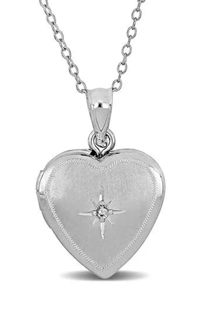Delmar Cubic Zirconia Heart Locket Pendant Necklace In Purple