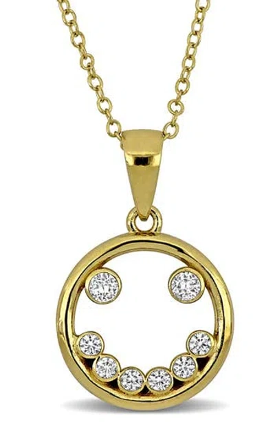 Delmar Cubic Zirconia Smile Pendant Necklace In White