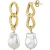 Delmar Cultured Freshwater Keshi Pearl Chain Drop Earrings In White