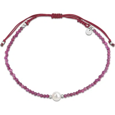 Delmar Cultured Freshwater Pearl & Ruby Beaded Bracelet In Pink