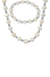 Delmar Cultured Freshwater Pearl Beaded Necklace & Bracelet Set In Metallic