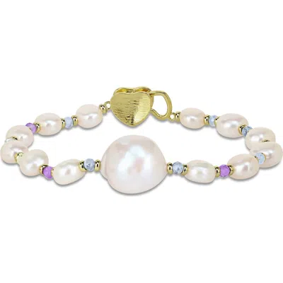 Delmar Cultured Freshwater Pearl Bracelet In Metallic