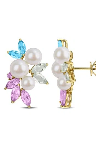Delmar Cultured Freshwater Pearl Cluster Earrings In Multi