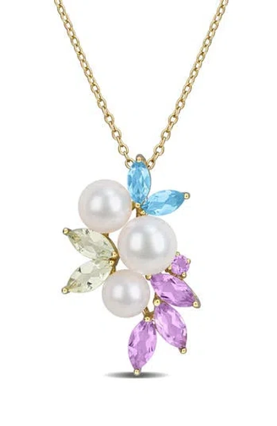Delmar Cultured Freshwater Pearl Cluster Pendant Necklace In Gold