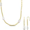Delmar Cultured Freshwater Pearl Curb Chain Necklace & Earrings Set