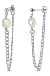 Delmar Cultured Freshwater Pearl Draped Chain Front/back Earrings In Metallic