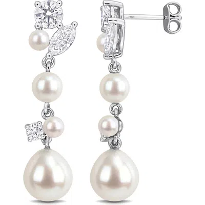 Delmar Cultured Freshwater Pearl Drop Earrings In White Gold
