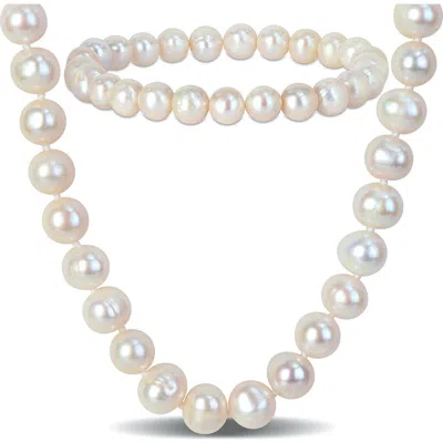 Delmar Cultured Freshwater Pearl Necklace & Bracelet Set In Gray