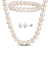 Delmar Cultured Freshwater Pearl Necklace, Bracelet And Stud Earrings Set