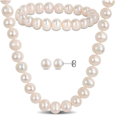 DELMAR DELMAR CULTURED FRESHWATER PEARL NECKLACE, BRACELET & STUD EARRINGS SET