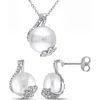 Delmar Cultured Freshwater Pearl Pendant Necklace & Stud Earrings Set In Silver/pearl