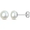 Delmar Sterling Silver Cultured Freshwater Pearl Stud Earrings In Silver