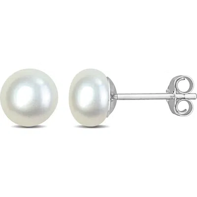 Delmar Cultured Freshwater Stud Earrings In White
