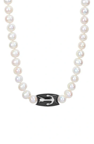 Delmar Cultured Pearl Anchor Pendant Necklace In Ivory