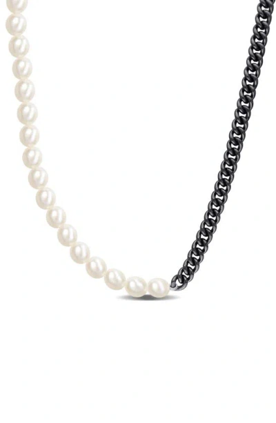 Delmar Cultured Pearl & Chain Necklace In Pearl/ Silver