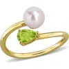 Delmar Cultured Pearl & Semiprecious Stone Crossover Ring In Green