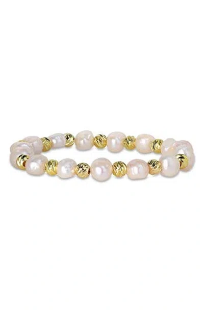 Delmar Cultured Pearl Beaded Stretch Bracelet In Gold