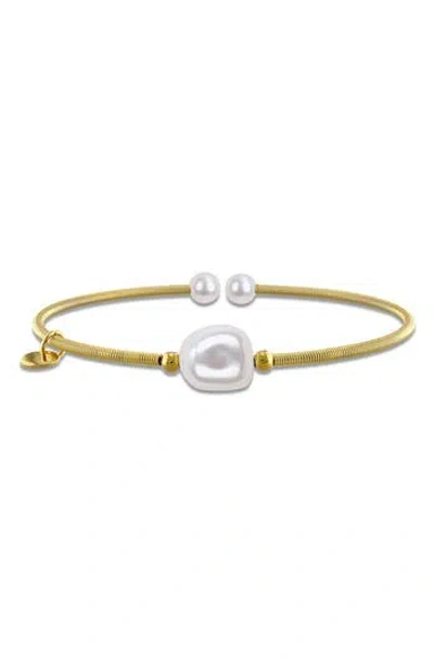 Delmar Cultured Pearl Coiled Bangle Bracelet In Gold