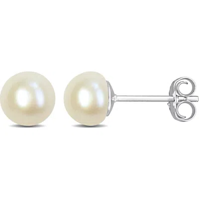 Delmar Cultured Pearl Stud Earrings In White
