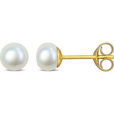 Delmar Cultured Pearl Stud Earrings In White