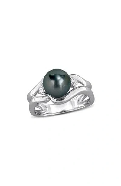 Delmar Cultured Tahitian Pearl Ring In Metallic