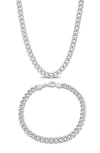 Delmar Curb Link Bracelet & Necklace Set In White