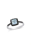 Delmar Cushion-cut Aquamarine & Black Diamond Ring In Blue