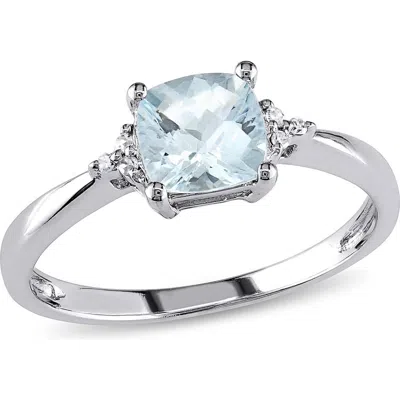 Delmar Cushion-cut Aquamarine & Diamond Ring In Metallic