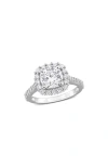 Delmar Dew Cushion Cut Moissanite Ring In White/ Silver