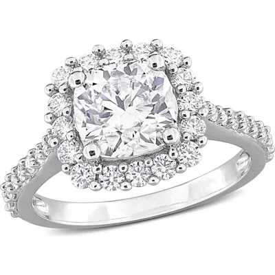 Delmar Dew Cushion Cut Moissanite Ring In White/silver