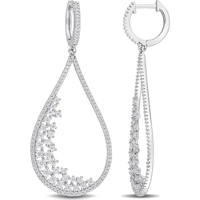Delmar Dew Lab Grown Moissanite Drop Earrings In Silver