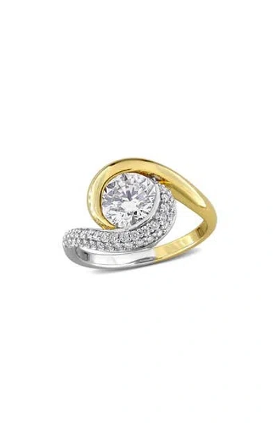 Delmar Dew Lab-grown Moissanite Two-tone Ring In Gold