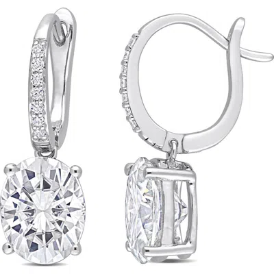 Delmar Dew Oval Lab-grown Moissanite Drop Earrings In Silver