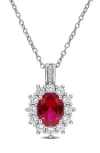 Delmar Diamond & Lab Created Ruby Pendant Necklace In Red
