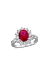 Delmar Diamond & Lab Created Ruby Ring In Red