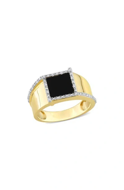 Delmar Diamond & Onyx Ring In Black