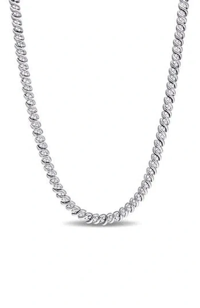 Delmar Diamond Braided Tennis Necklace In White