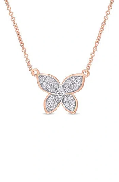 Delmar Diamond Butterfly Pendant Necklace In White