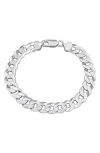 Delmar Diamond Cut Curb Chain Bracelet In Silver