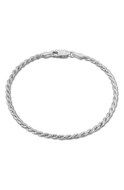 Delmar Diamond Cut Rope Chain Bracelet, 2.40mm In Silver