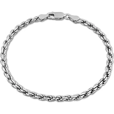 Delmar Diamond Cut Rope Chain Bracelet In Silver