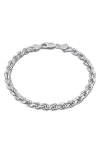 Delmar Diamond Cut Rope Chain Bracelet In Silver