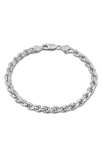 Delmar Diamond Cut Rope Chain Bracelet In Silver