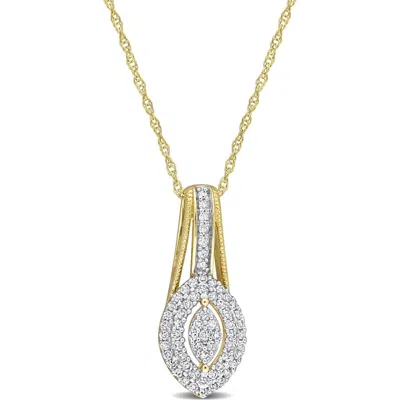 Delmar Diamond Double Halo Pendant Necklace In Gold