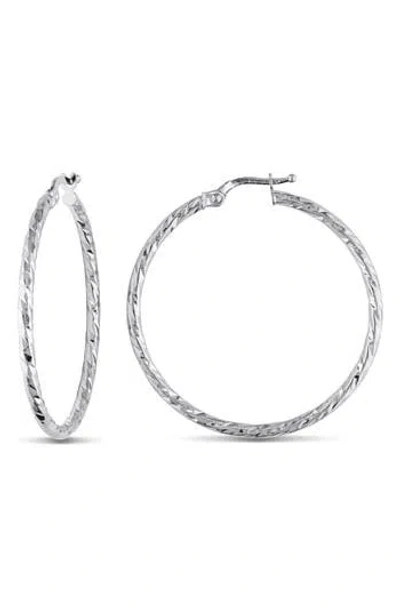 Delmar Diamond Edge Cut Hoop Earrings In Metallic