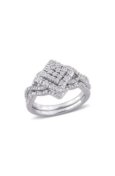 Delmar Diamond Engagement Ring Set In Silver